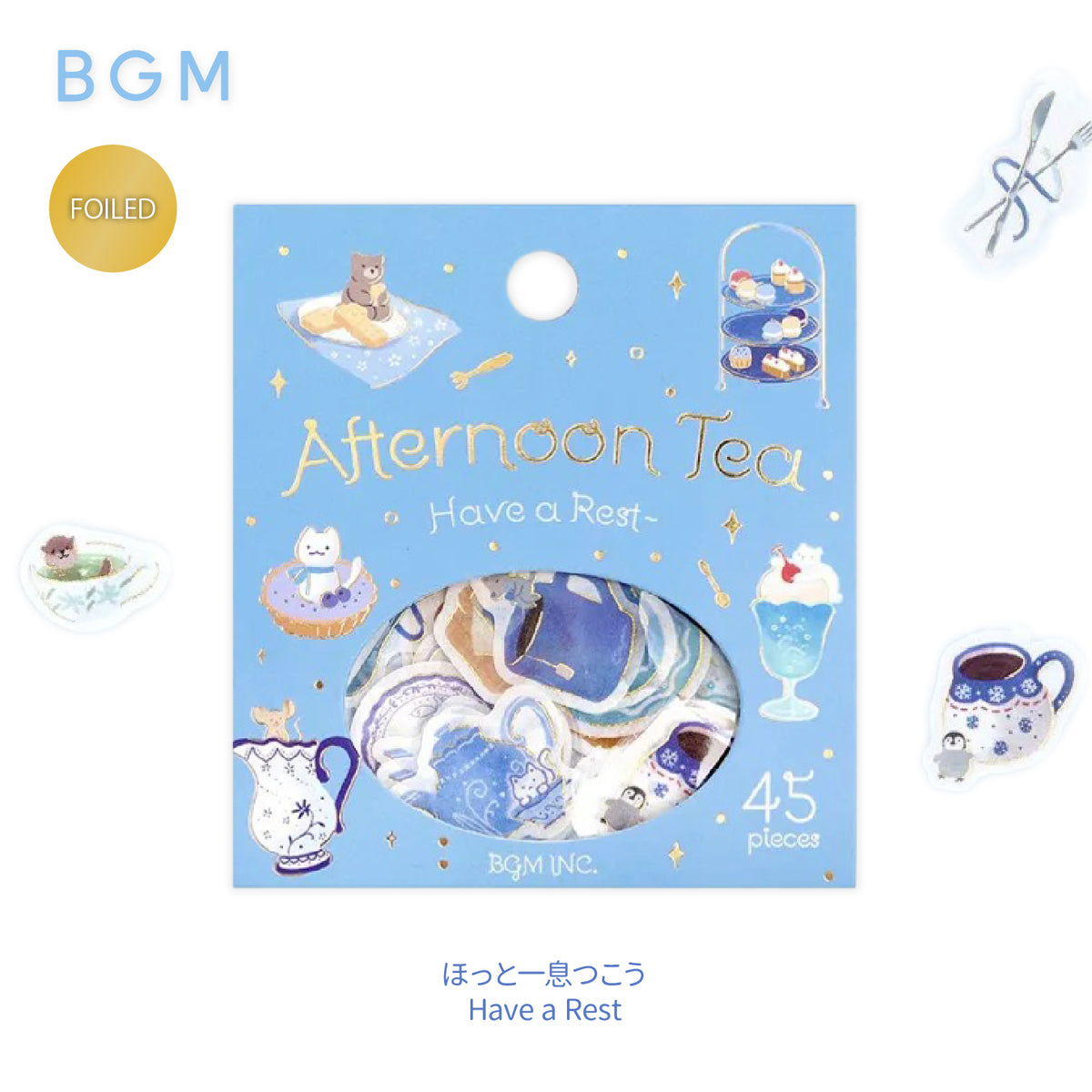 BGM Afternoon Tea Party Foiled Flake Stickers - Have a Rest