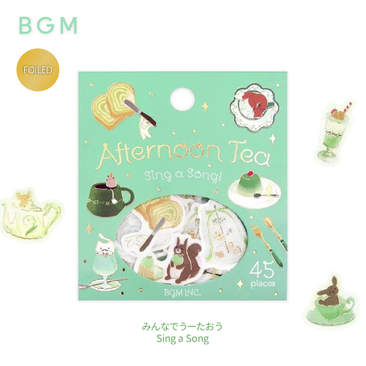 BGM Afternoon Tea Party Foiled Flake Stickers - Sing a Song
