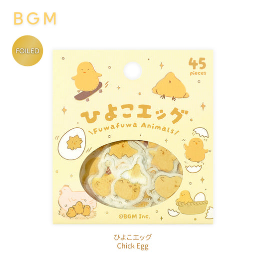 BGM Fuwafuwa Fluffy Animals Foiled Flake Stickers - Chick Egg