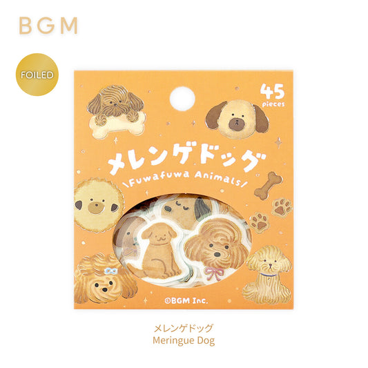 BGM Fuwafuwa Fluffy Animals Foiled Flake Stickers - Meringue Dog