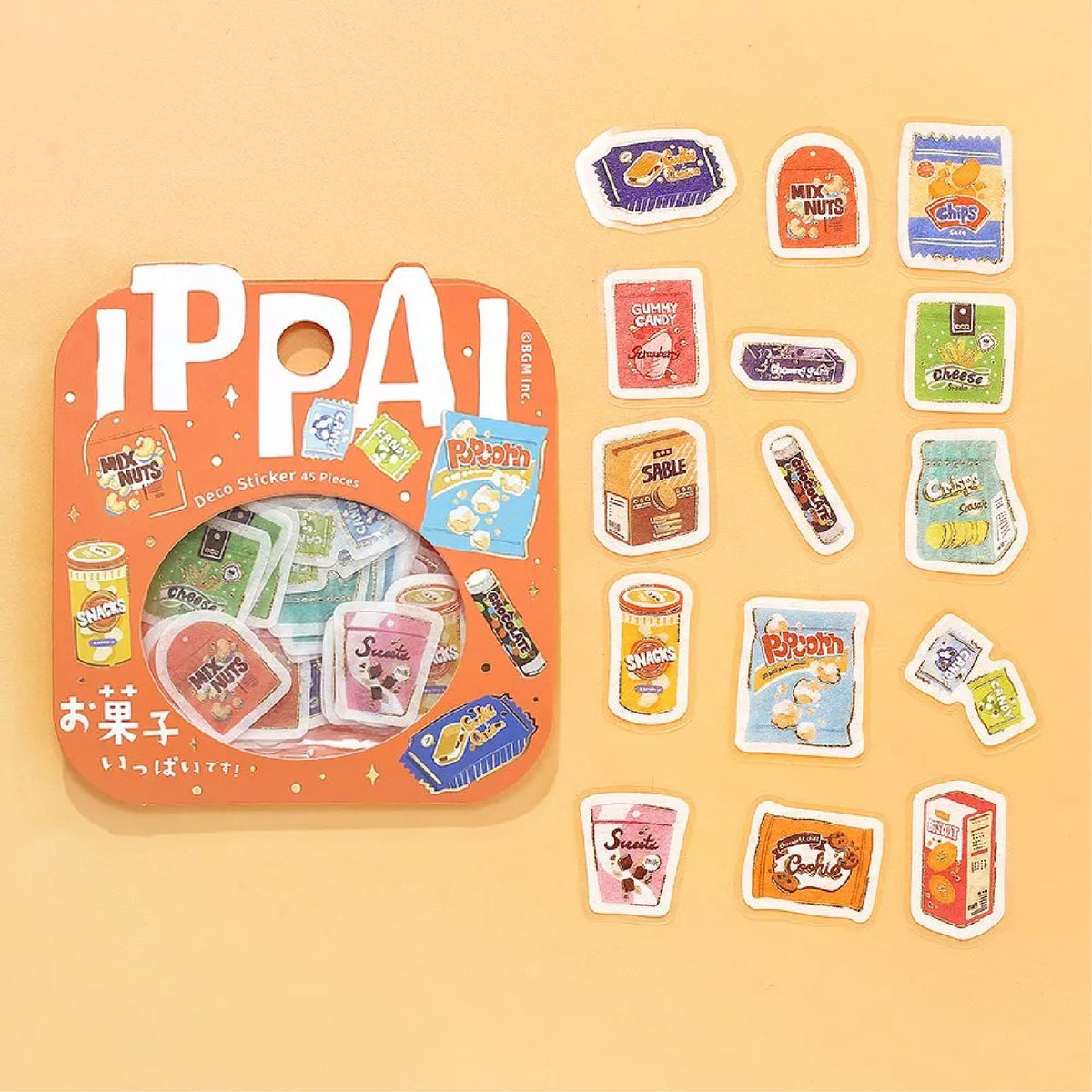 BGM IPPAI Foiled Flake Seal Stickers - Full of Snacks
