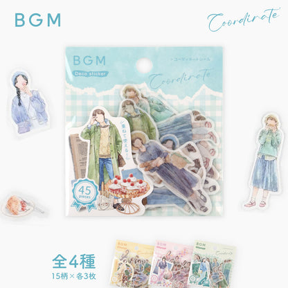 BGM Coordinate Watercolor Fashion Figures Flake Stickers - Bakery