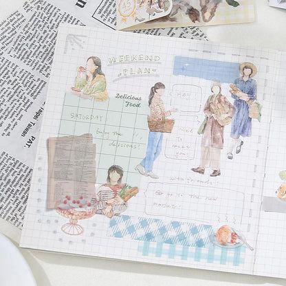 BGM Coordinate Watercolor Fashion Figures Flake Stickers - Bakery