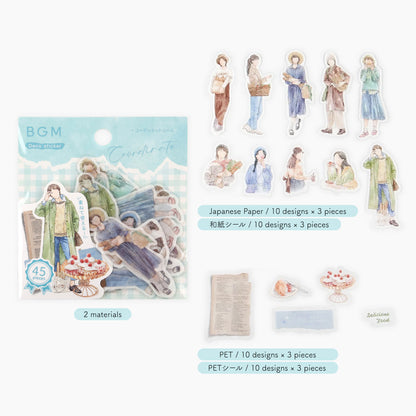 BGM Coordinate Watercolor Fashion Figures Flake Stickers - Bakery