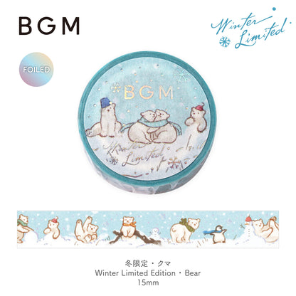 BGM Winter Exclusive Holographic Foiled Washi Tape 2024 Limited Edition 15mm - Bear