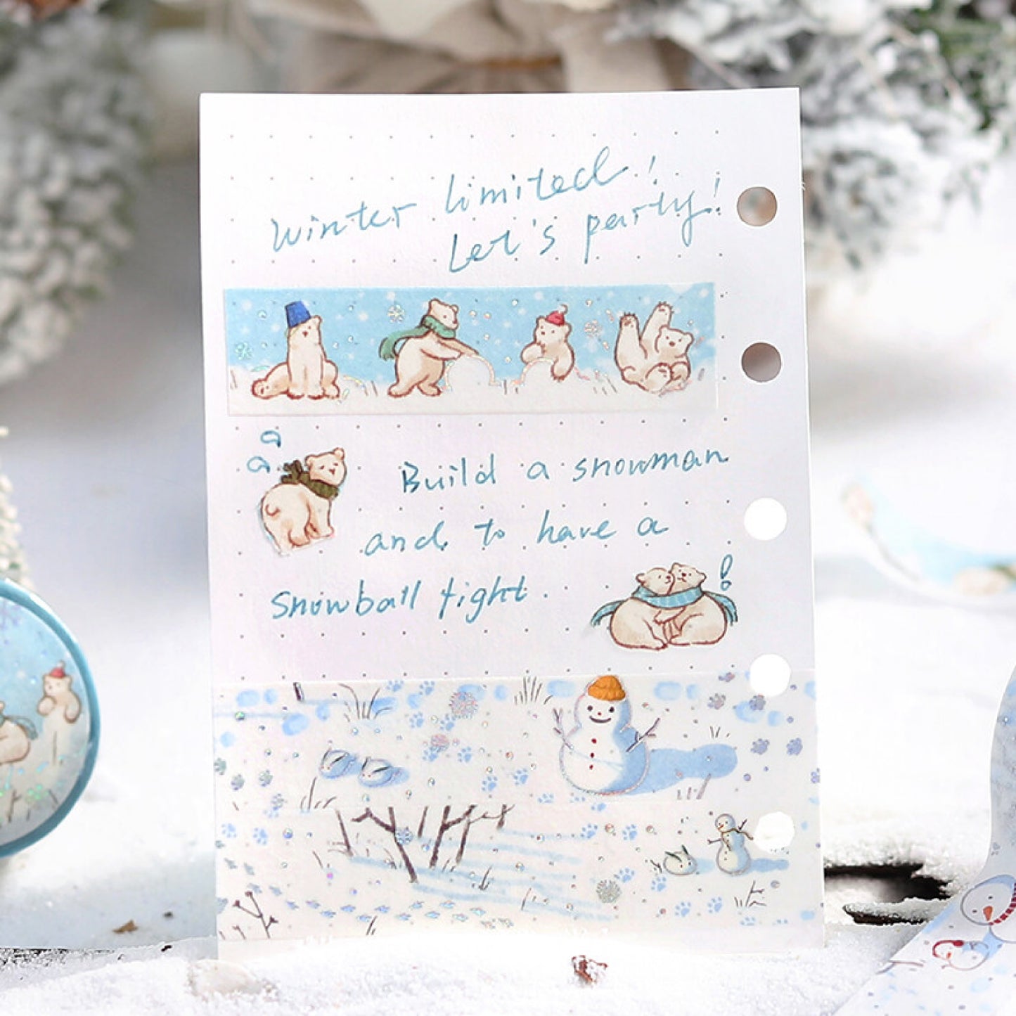 BGM Winter Exclusive Holographic Foiled Washi Tape 2024 Limited Edition 15mm - Snow Play