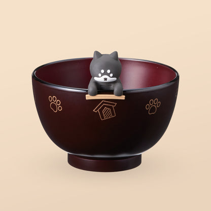 Ishida Soup Bowl & Chopstick Rest Set - Black Shiba