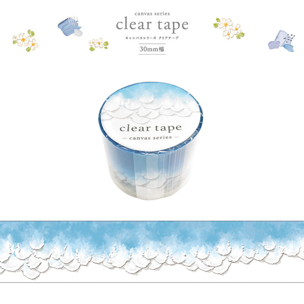 Mind Wave Clear Tape Canvas 30mm×3m - Blue Waves