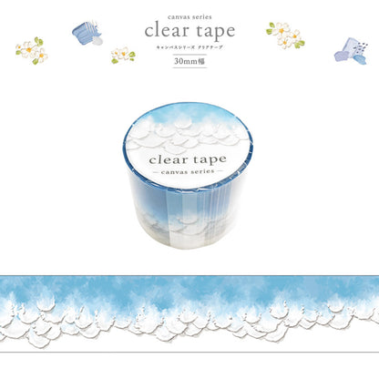 Mind Wave Clear Tape Canvas 30mm×3m - Blue Waves