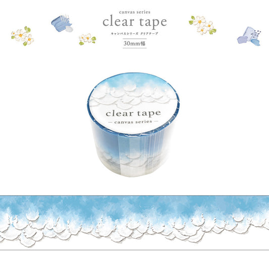 Mind Wave Clear Tape Canvas 30mm×3m - Blue Waves