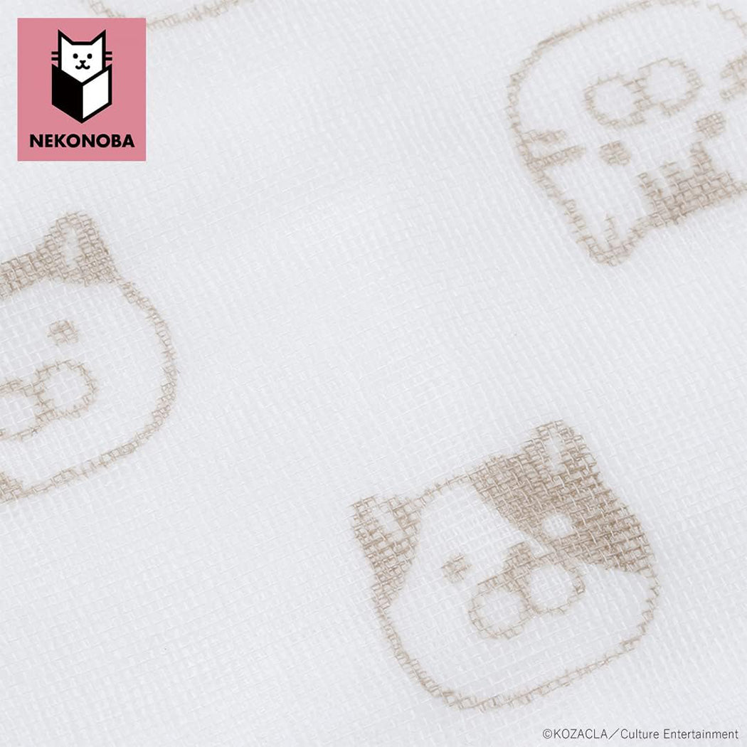 Nekonoba Gauze Face Towel/ Handkerchief Set of 2 (270×270mm) - Cat Faces