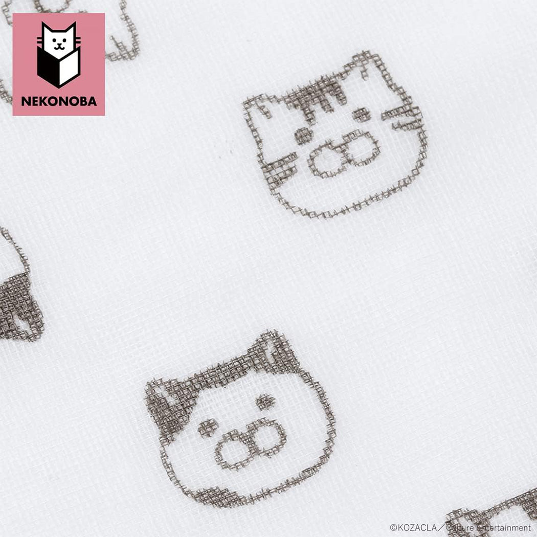 Nekonoba Gauze Face Towel/ Handkerchief Set of 2 (270×270mm) - Cat Faces