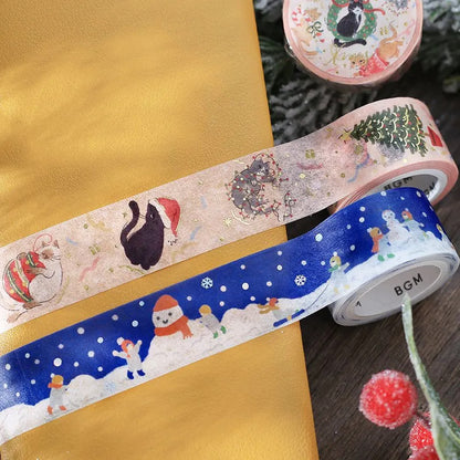 BGM Goldfoiled Christmas Washi Tape 2024 Limited Edition 20mm - Cat Party