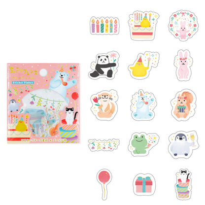 World Craft Hiyokkori Cute Animal Flake Stickers - Chokkori Friends