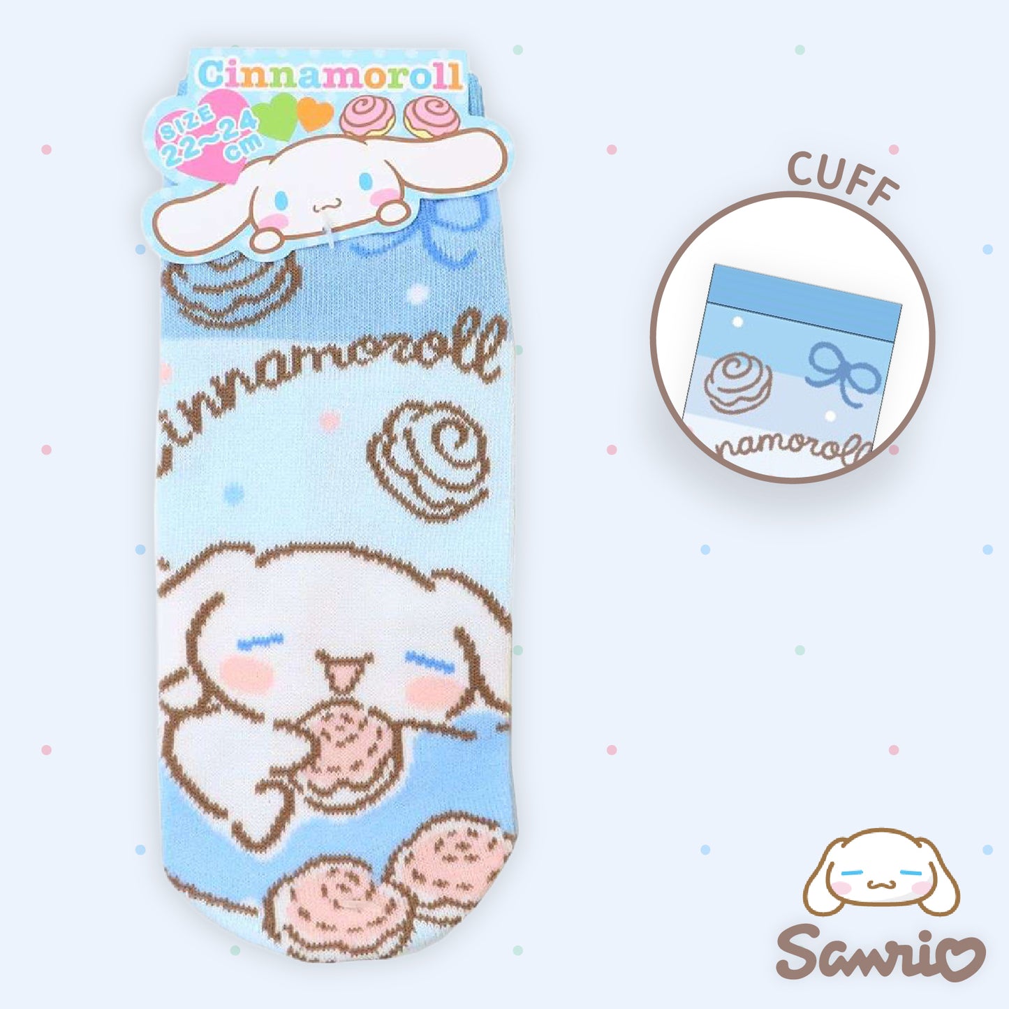 Sanrio Characters Sleep Jacquard Ankle Socks - Cinnamoroll