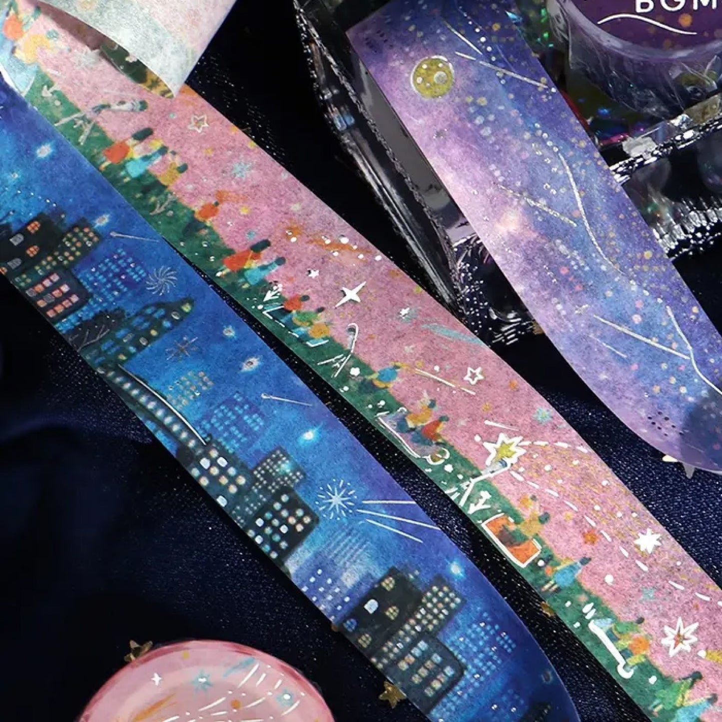 BGM LIFE Goldfoiled Night of Shooting Stars Washi Tape - City