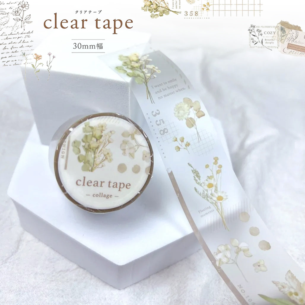 Mind Wave Clear Tape Vintage 30mm×3m - Collage