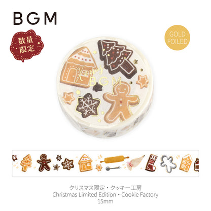 BGM Goldfoiled Christmas Washi Tape 2024 Limited Edition 15mm - Cookie Factory