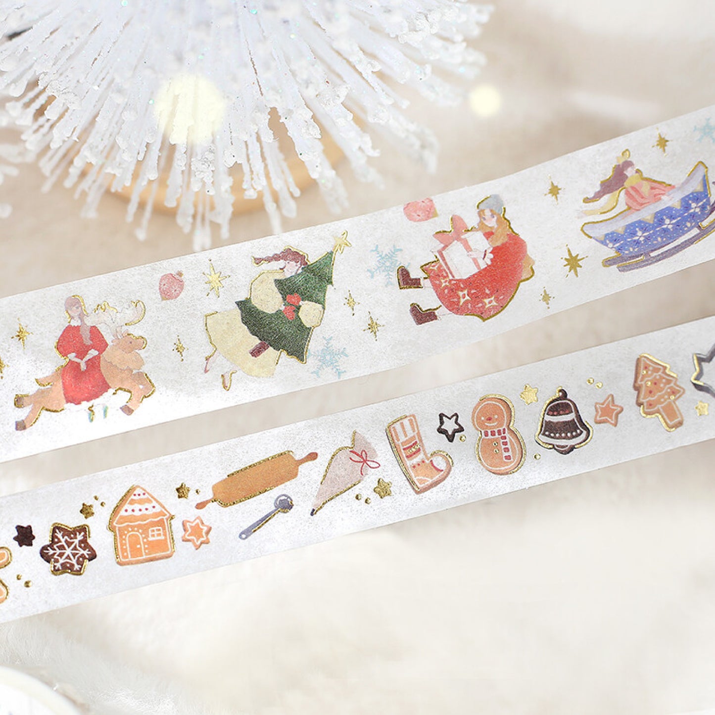 BGM Goldfoiled Christmas Washi Tape 2024 Limited Edition 15mm - Cookie Factory