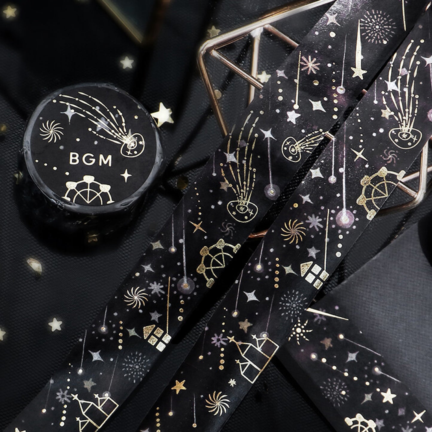 BGM LIFE Goldfoiled Night of Shooting Stars Washi Tape - Deep Sky