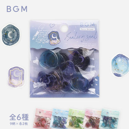 BGM Dream & Floral Clear Faux Wax Seal Flake Stickers - Dream・Dream Sky