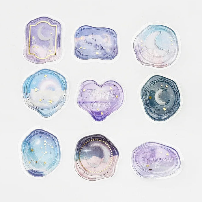 BGM Dream & Floral Clear Faux Wax Seal Flake Stickers - Dream・Dream Sky