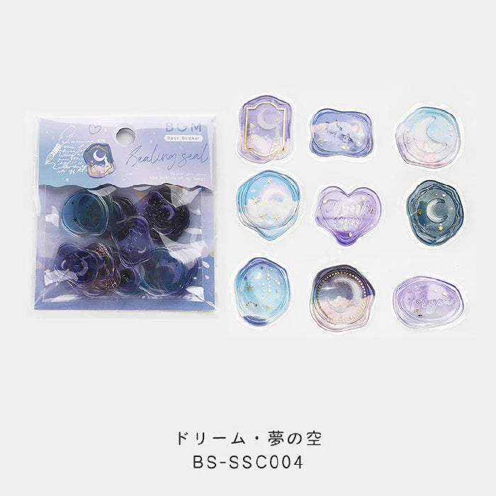 BGM Dream & Floral Clear Faux Wax Seal Flake Stickers - Dream・Dream Sky