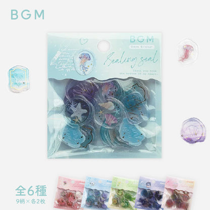 BGM Dream & Floral Clear Faux Wax Seal Flake Stickers - Dream・Sea