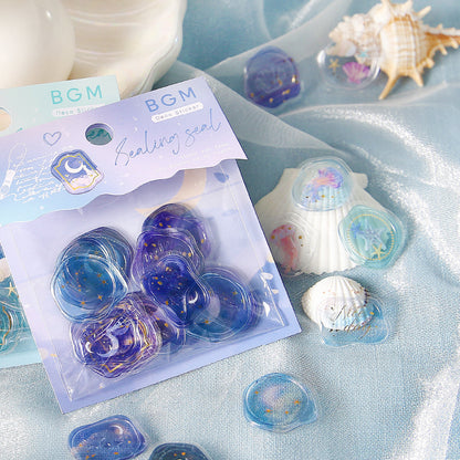 BGM Dream & Floral Clear Faux Wax Seal Flake Stickers - Dream・Sea