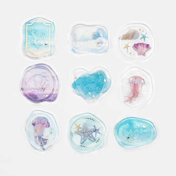 BGM Dream & Floral Clear Faux Wax Seal Flake Stickers - Dream・Sea