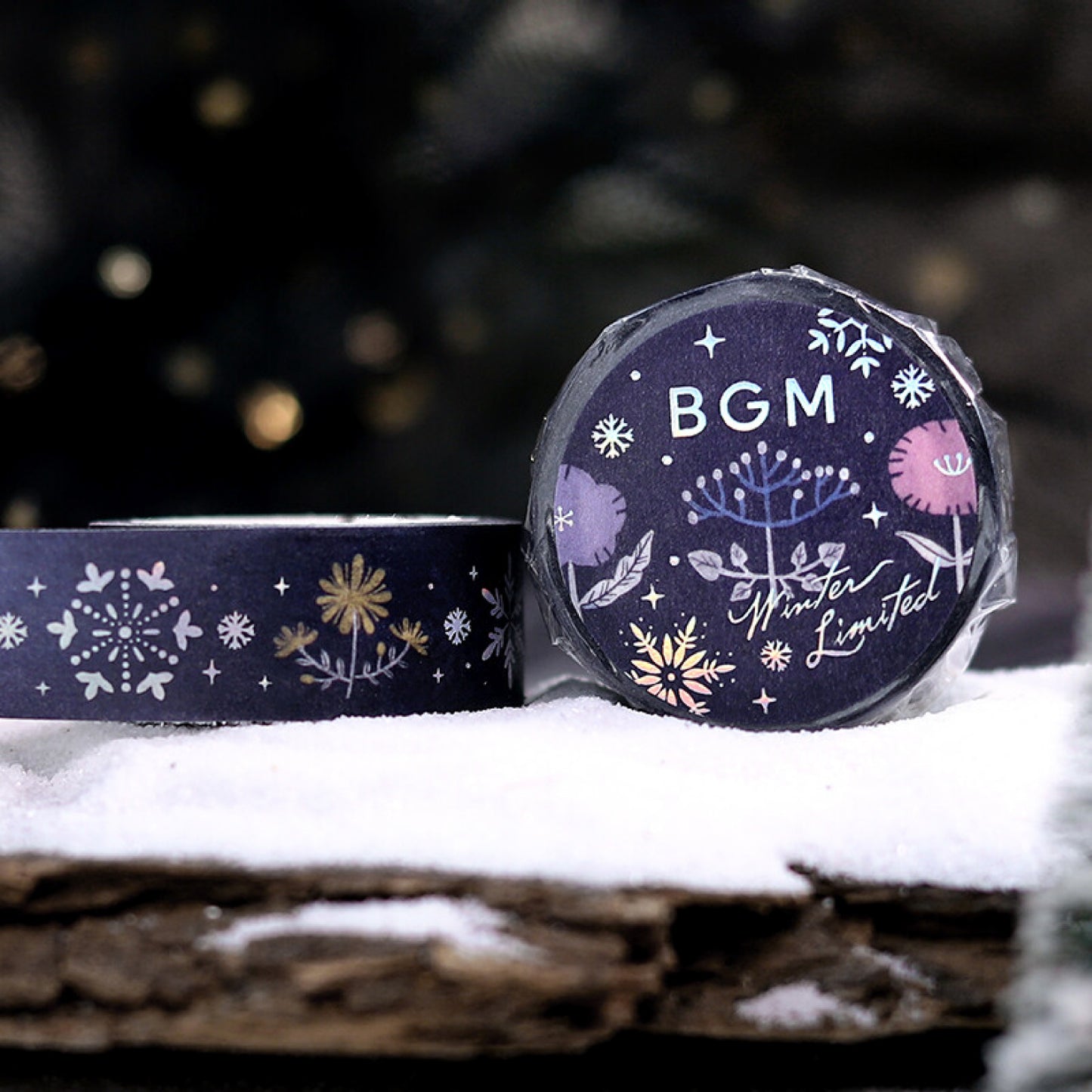 BGM Winter Exclusive Holographic Foiled Washi Tape 2024 Limited Edition 15mm - Floral Pattern