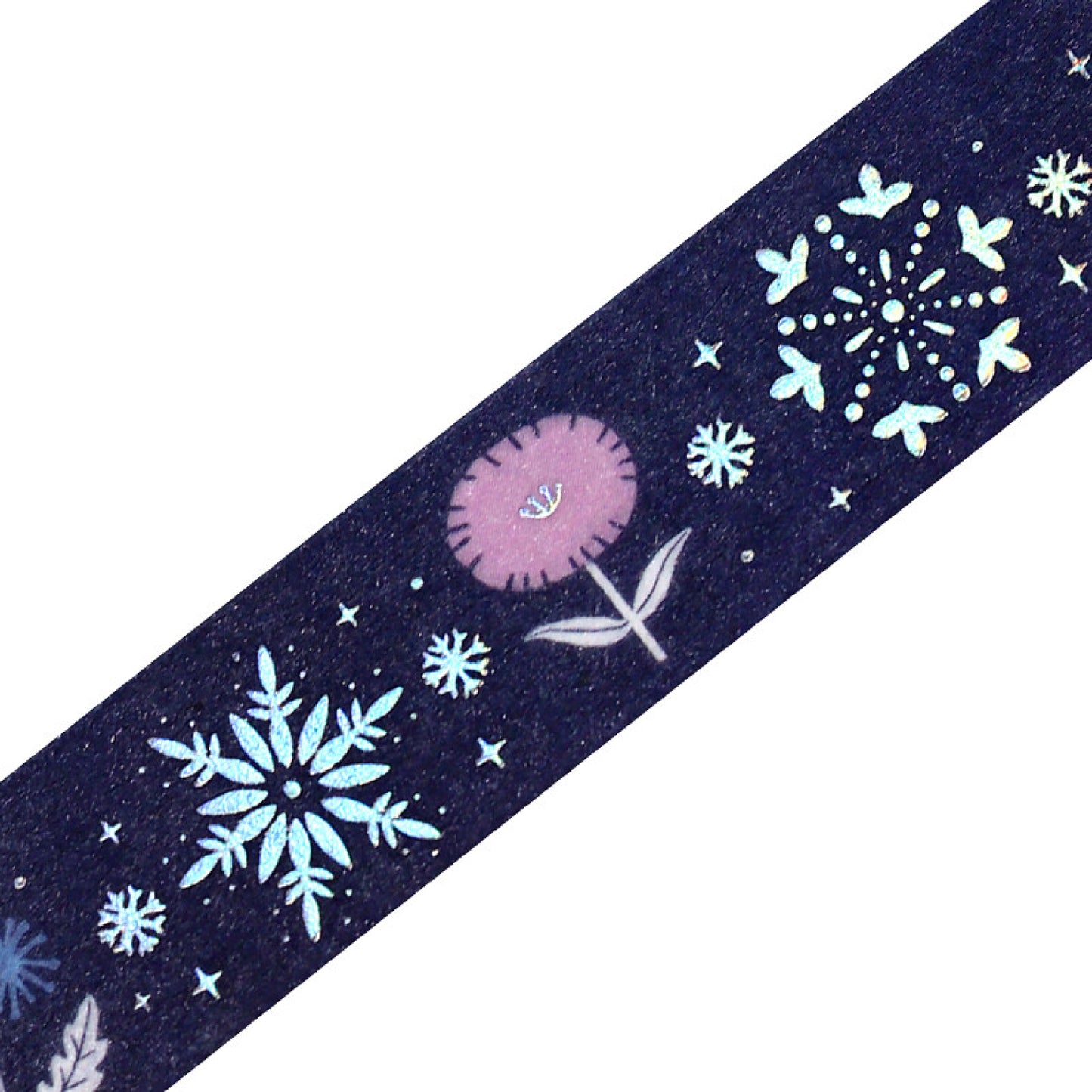 BGM Winter Exclusive Holographic Foiled Washi Tape 2024 Limited Edition 15mm - Floral Pattern