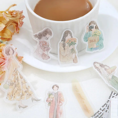 BGM Coordinate Watercolor Fashion Figures Flake Stickers - Flower