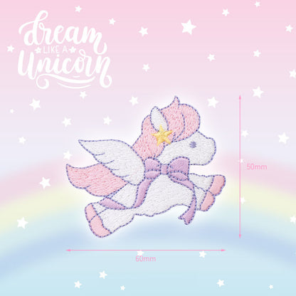 Pink Flying Unicorn Embroidery Sticker Patch