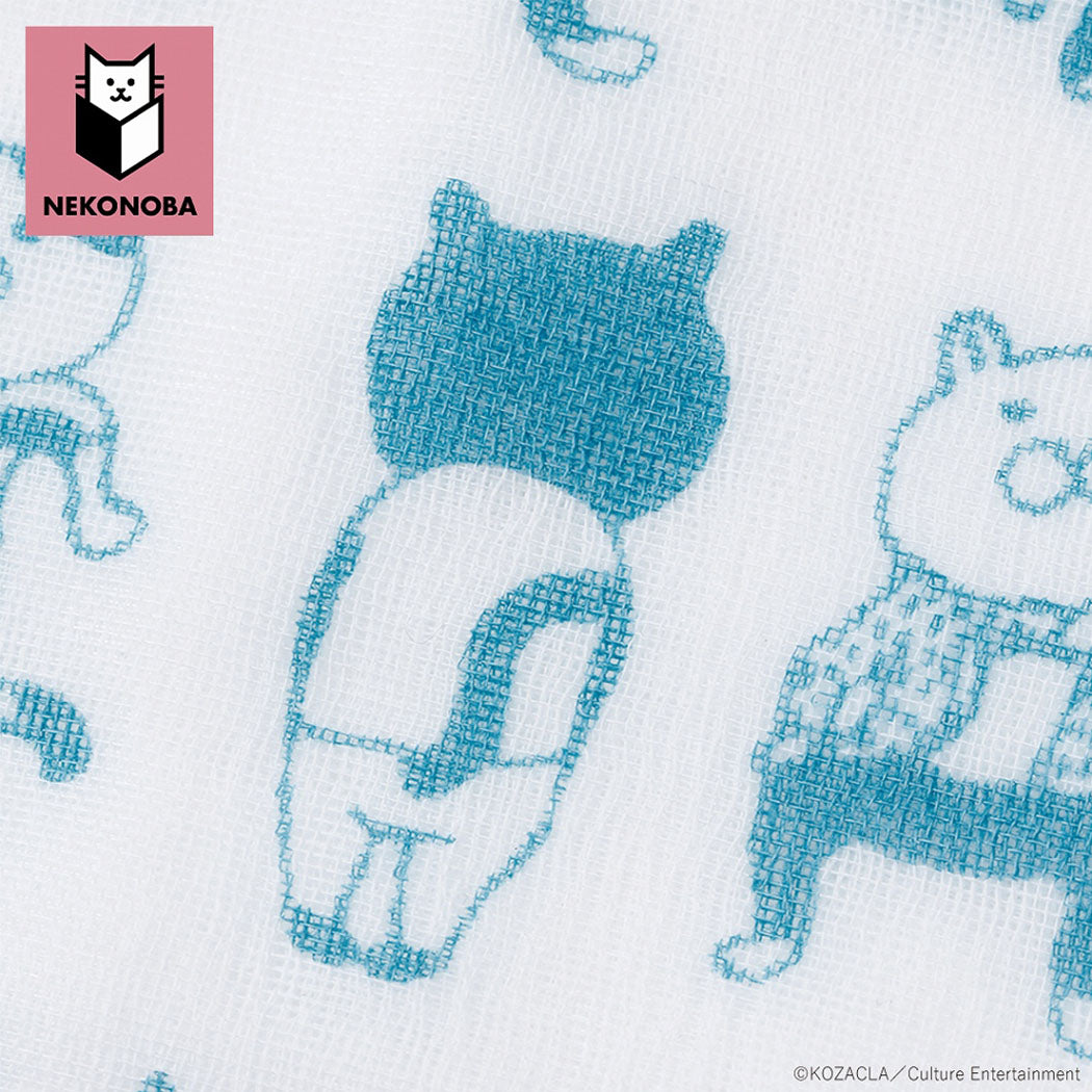 Nekonoba Gauze Face Towel/ Handkerchief Set of 2 (270×270mm) - Funny Cats