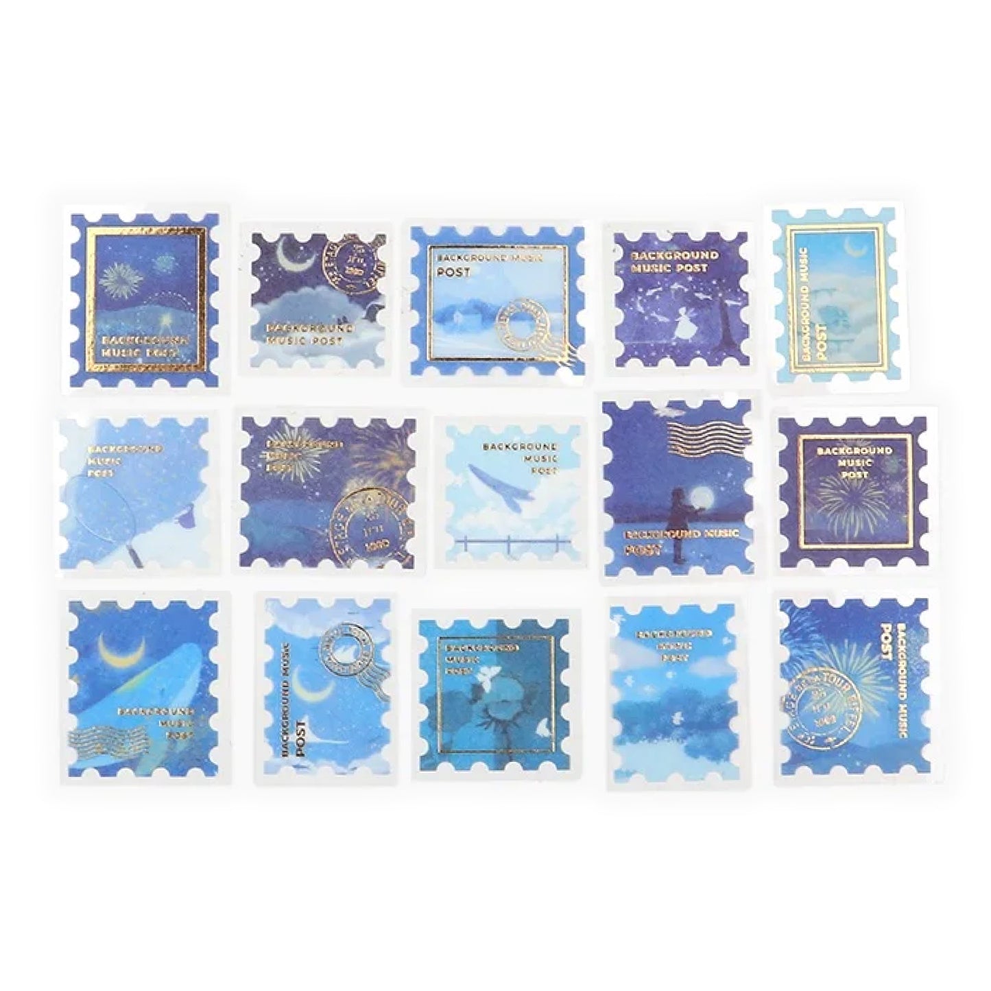 BGM Post Office Postage Stamp Foiled Flake Stickers - Galactic Tour