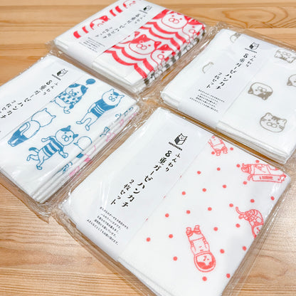 Nekonoba Gauze Face Towel/ Handkerchief Set of 2 (270×270mm) - Cat Faces