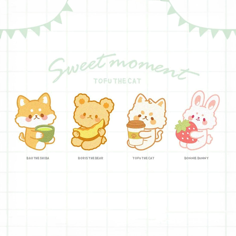 Petit Animals and Tea Time Embroidery Sticker Patch - Bear & Melon