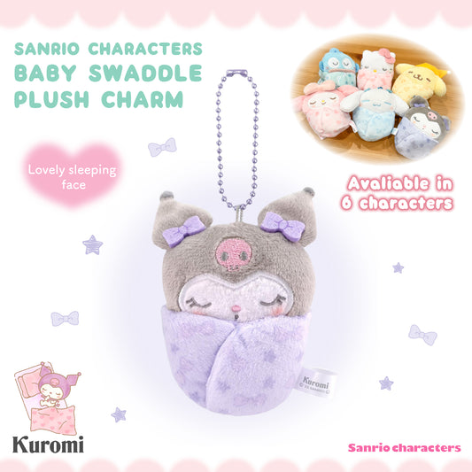 Sanrio Characters Baby Swaddle Plush Charm - Kuromi