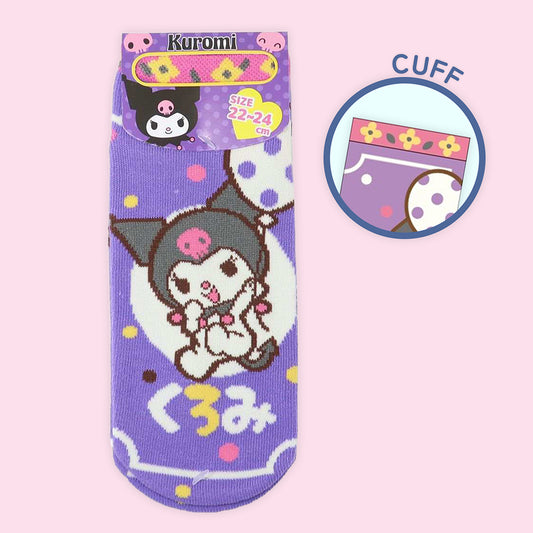 Sanrio Characters & Balloon Jacquard Ankle Socks - Kuromi