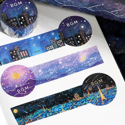 BGM LIFE Goldfoiled Night of Shooting Stars Washi Tape - Light