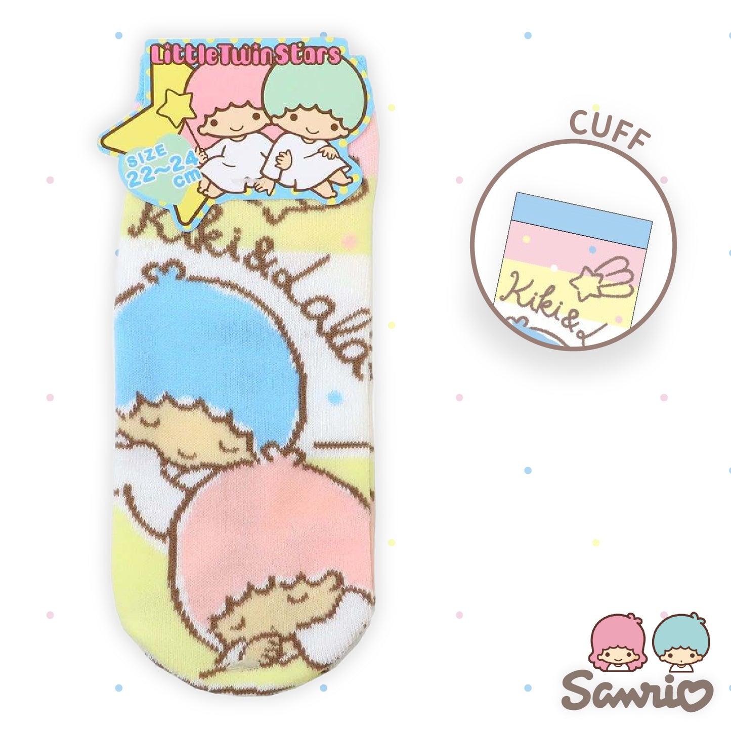 Sanrio Characters Sleep Jacquard Ankle Socks - Kiki & Lala (Little Twin Stars)