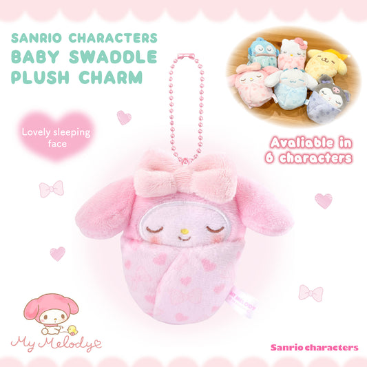 Sanrio Characters Baby Swaddle Plush Charm - My Melody