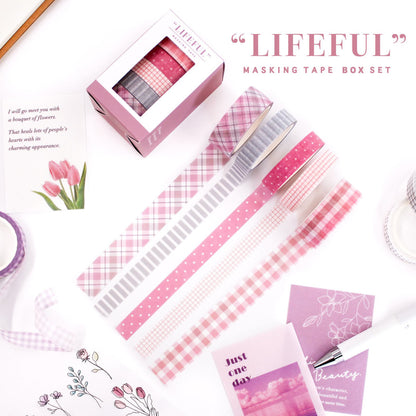 Mind Wave Lifeful Masking Tape Box Set 5pcs - pink life