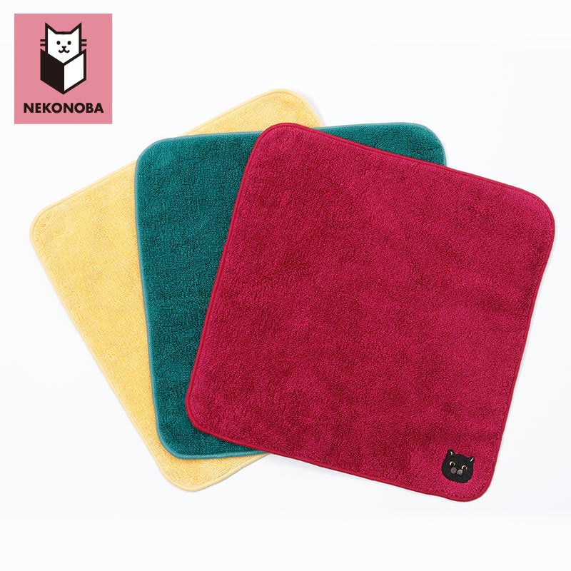 Nekonoba Embroidered Imabari Premium Towel/ Handkerchief (240×240mm) - Mikechan