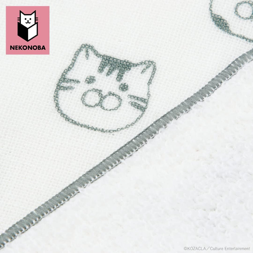 Nekonoba Soft Gauze Pile Towel/ Handkerchief (250×250mm) - Cat Faces