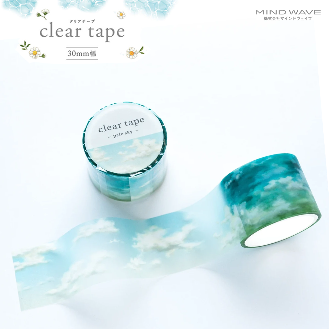 Mind Wave Clear Tape Sky & Sea 30mm×3m - Pale Sky