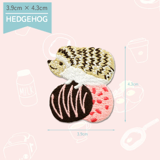 Petit Animals and Desserts Embroidery Sticker Patch - Hedgehog