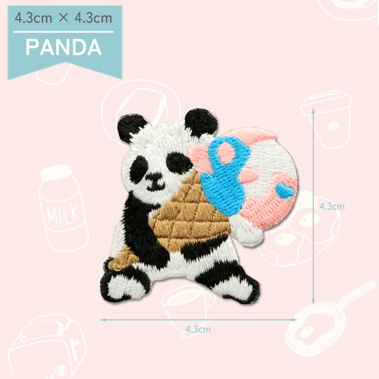 Petit Animals and Desserts Embroidery Sticker Patch - Panda