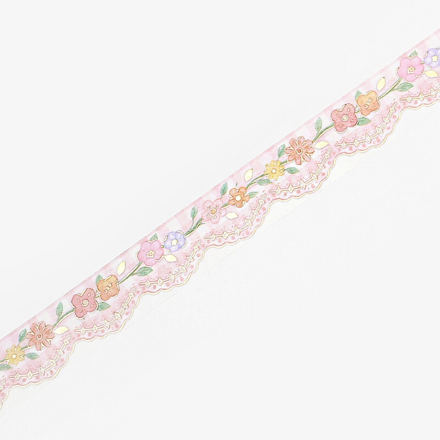 BGM LIFE Goldfoiled Washi Tape - Pink Check Lace